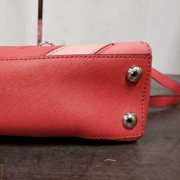 MICHAEL Michael Kors Cynthia North South Satchel Chevron Coral 2 way bag - Picture 8 of 8